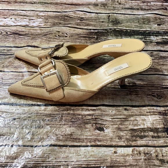 Prada Suede Kitten Heeled Mules - Picture 5 of 12